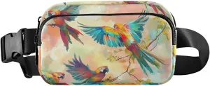 Tropical Swirl Parrot Color Fashionable Crossbody Bag Waist Packs for Women Men Large Capacity with Adjustable Strap for Travel Shopping Running accesorios para correr mujer