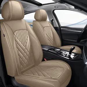 TTX LIGHTING 2PCS Car Seat Covers Fit for Jeep Wrangler 2007-2024 2025 Front Seat Covers Waterproof Faux Leather Automotive Seat Protectors Cushions with Airbag Compatible(2 Front Seat,Beige)