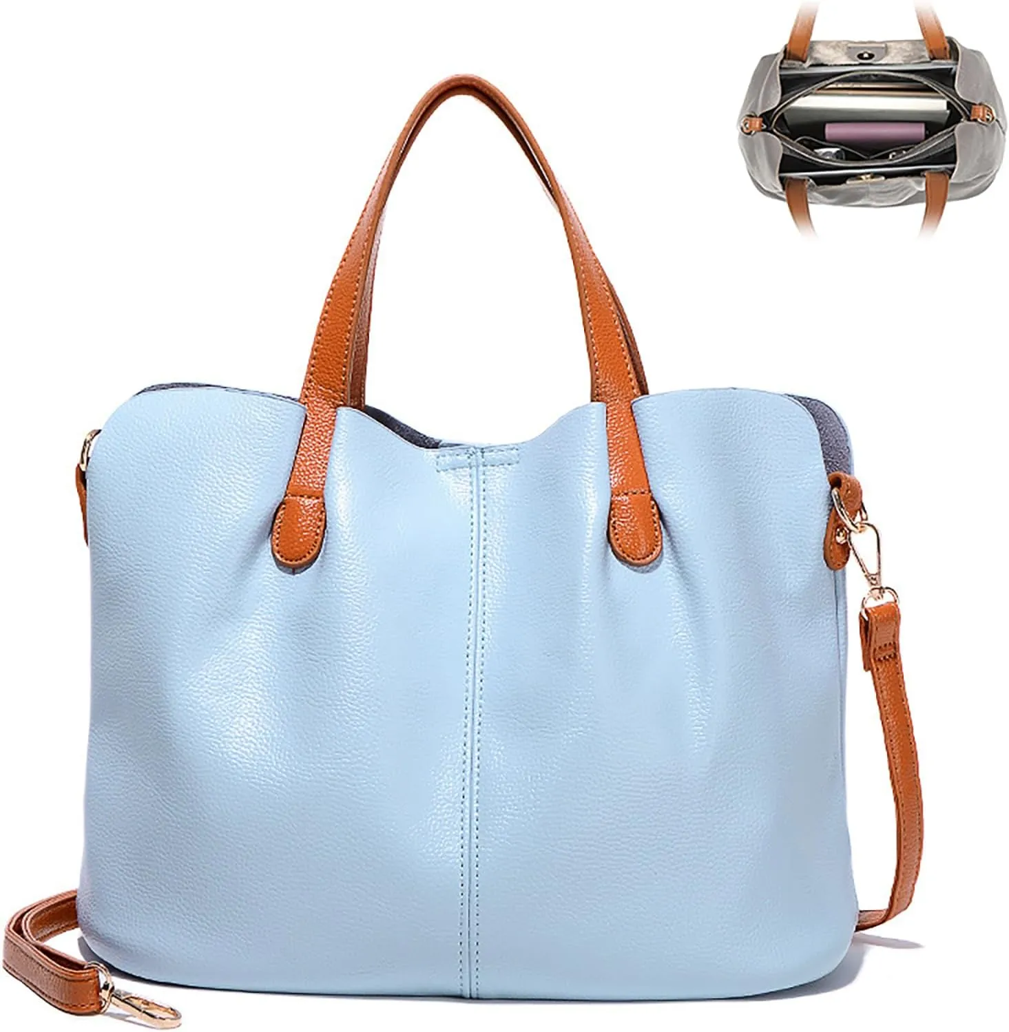 Two in One Leather Shopper Tote Bag Women,Removable Adjustable Straps, Handbag Large Shoulder Bags Crossbody Bag