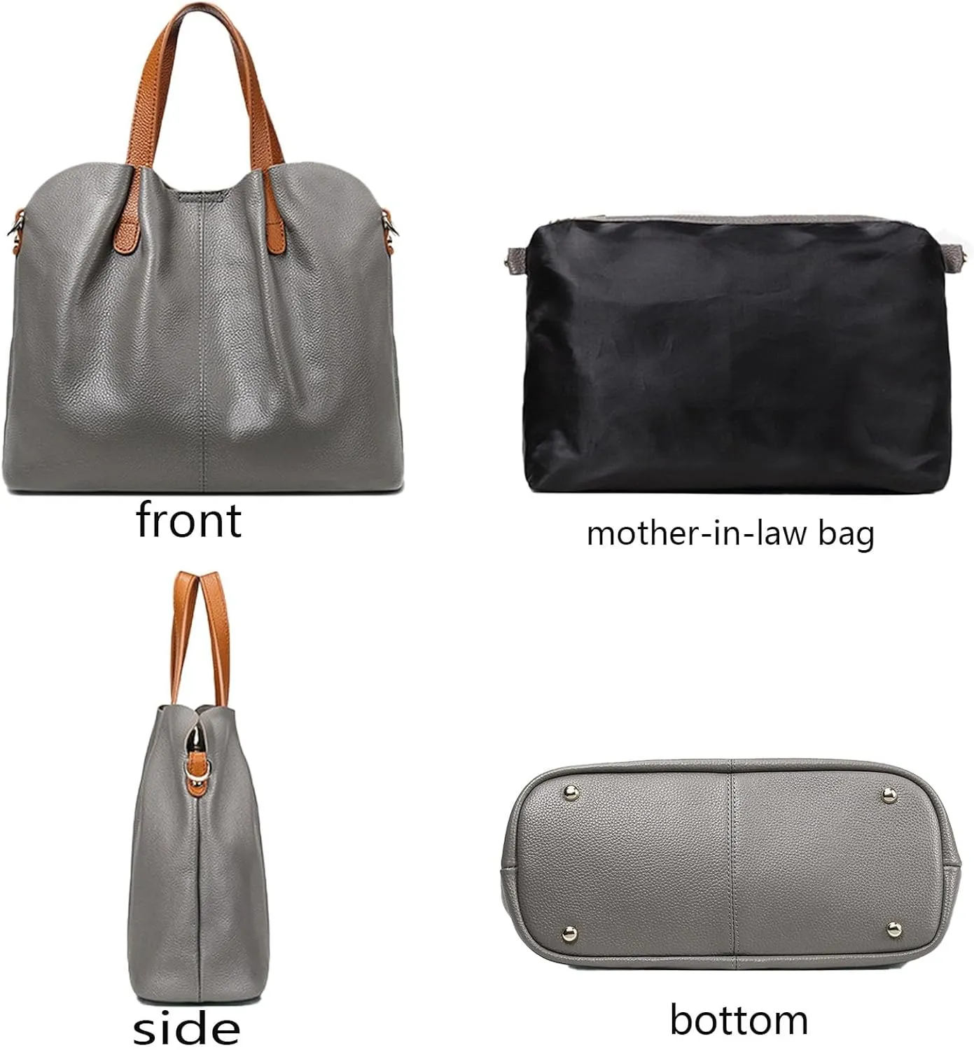 Two in One Leather Shopper Tote Bag Women,Removable Adjustable Straps, Handbag Large Shoulder Bags Crossbody Bag