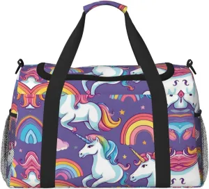 unicorn design print Weekender Overnight Carry On Bag Gym Luggage Bag Duffel Bag for Travel Women