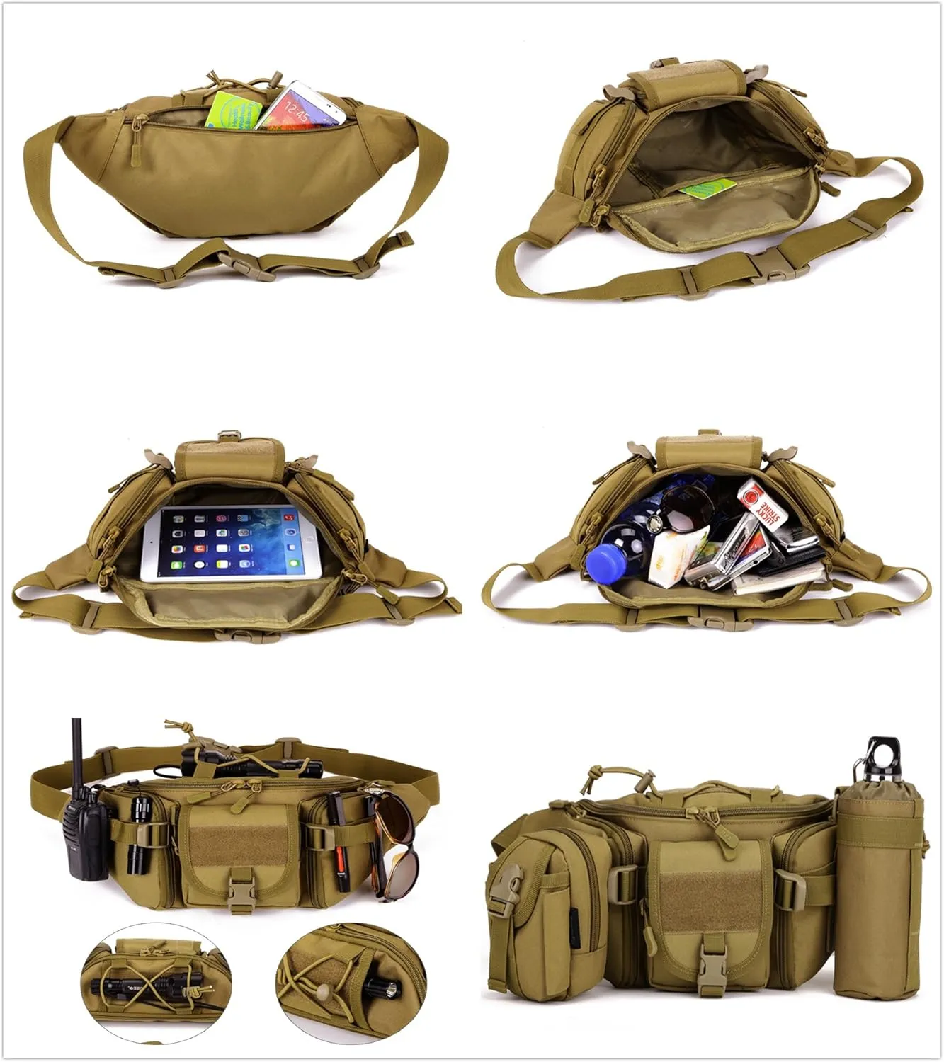 Unistrengh Tactical Waist Pack Military Fanny Belt Pouch Water Resistance Bum Bag for Outdoor Climbing Fishing Running Hunting (Desert Camo)