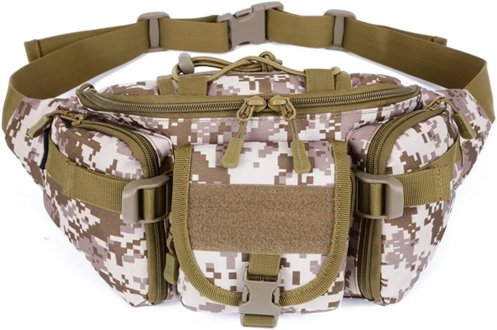 Unistrengh Tactical Waist Pack Military Fanny Belt Pouch Water Resistance Bum Bag for Outdoor Climbing Fishing Running Hunting (Desert Camo)