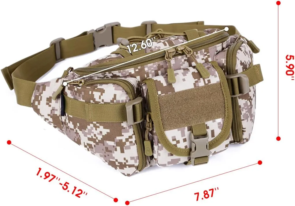 Unistrengh Tactical Waist Pack Military Fanny Belt Pouch Water Resistance Bum Bag for Outdoor Climbing Fishing Running Hunting (Desert Camo)