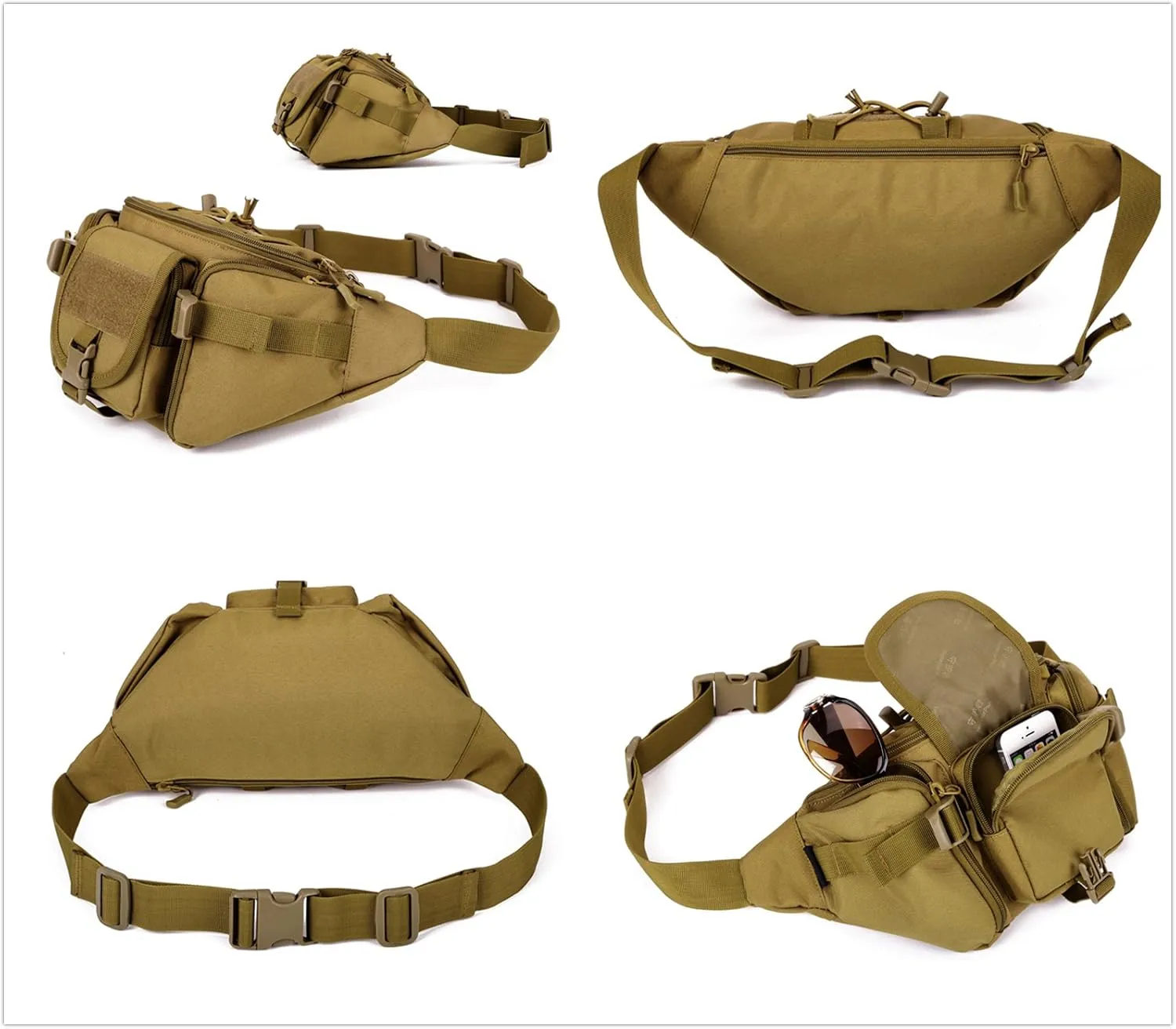 Unistrengh Tactical Waist Pack Military Fanny Belt Pouch Water Resistance Bum Bag for Outdoor Climbing Fishing Running Hunting (Desert Camo)
