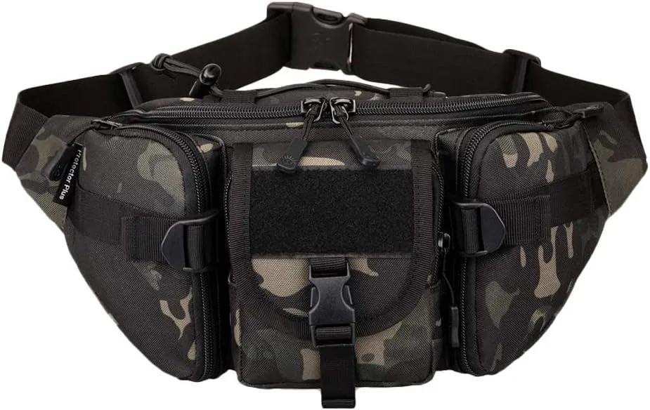 UNISTRENGH Tactical Waist Pack Military Fanny Belt Pouch Waterproof Bum Bag for Outdoor Climbing Fishing Running Hunting (Black-scorpion camouflage)