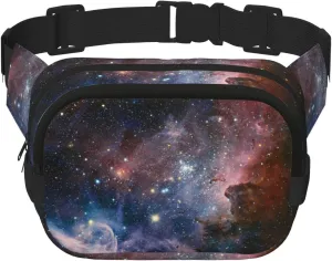 Universe Milky Way Galaxy Print Unisex Square Double Layer Waist Bag Crossbody Fanny Pack Travel Workout Accessory