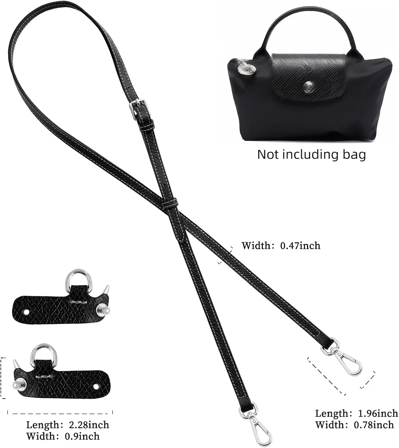 Upgraded Leather Purse Straps for Longchamp Mini Bag Conversion Kit, Bag Shoulder Strap Replacement Crossbody