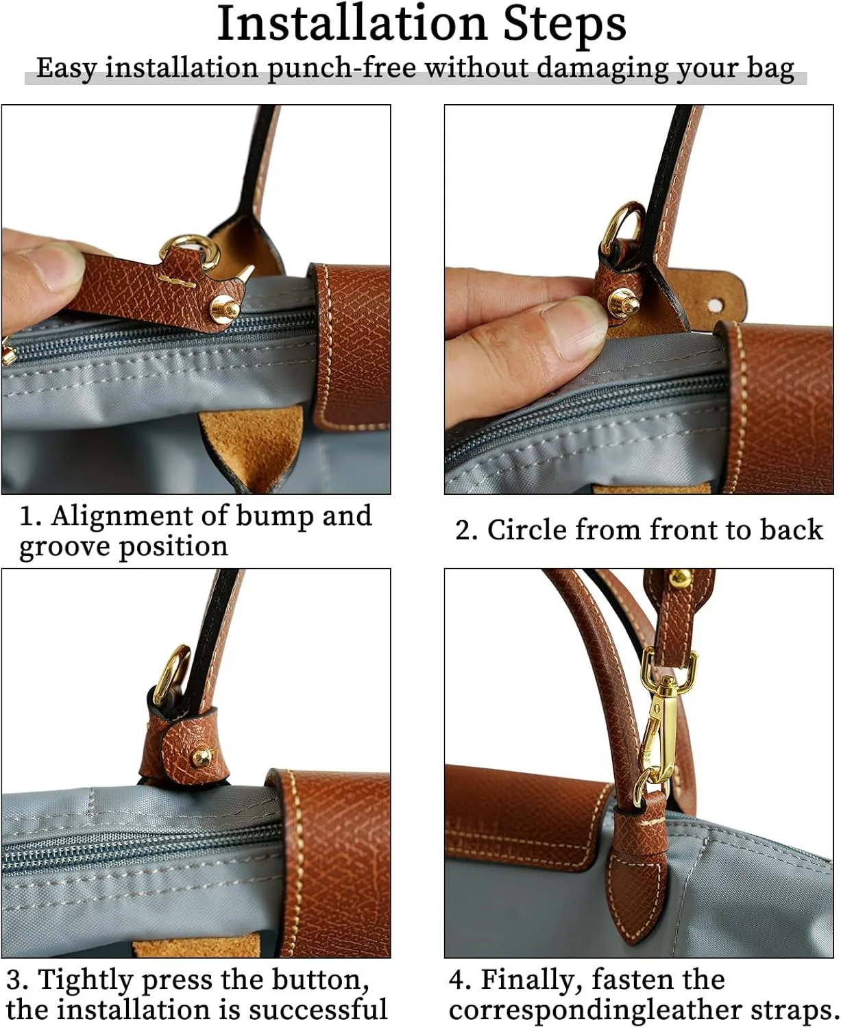Upgraded Leather Purse Straps for Longchamp Mini Bag Conversion Kit, Bag Shoulder Strap Replacement Crossbody