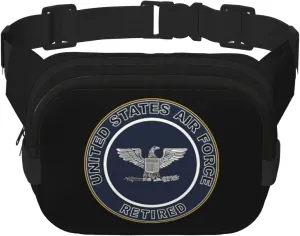 US Air Force Retired Colonel Waist Pack Bag Fanny Pack for Men Hip Bum Bag with Adjustable Strap for Outdoors Workout Traveling Casual Running Hiking Cycling