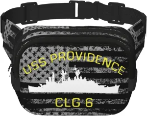 USS Providence CLG-6 Waist Pack Bag Fanny Pack for Men Hip Bum Bag with Adjustable Strap for Outdoors Workout Traveling Casual Running Hiking Cycling