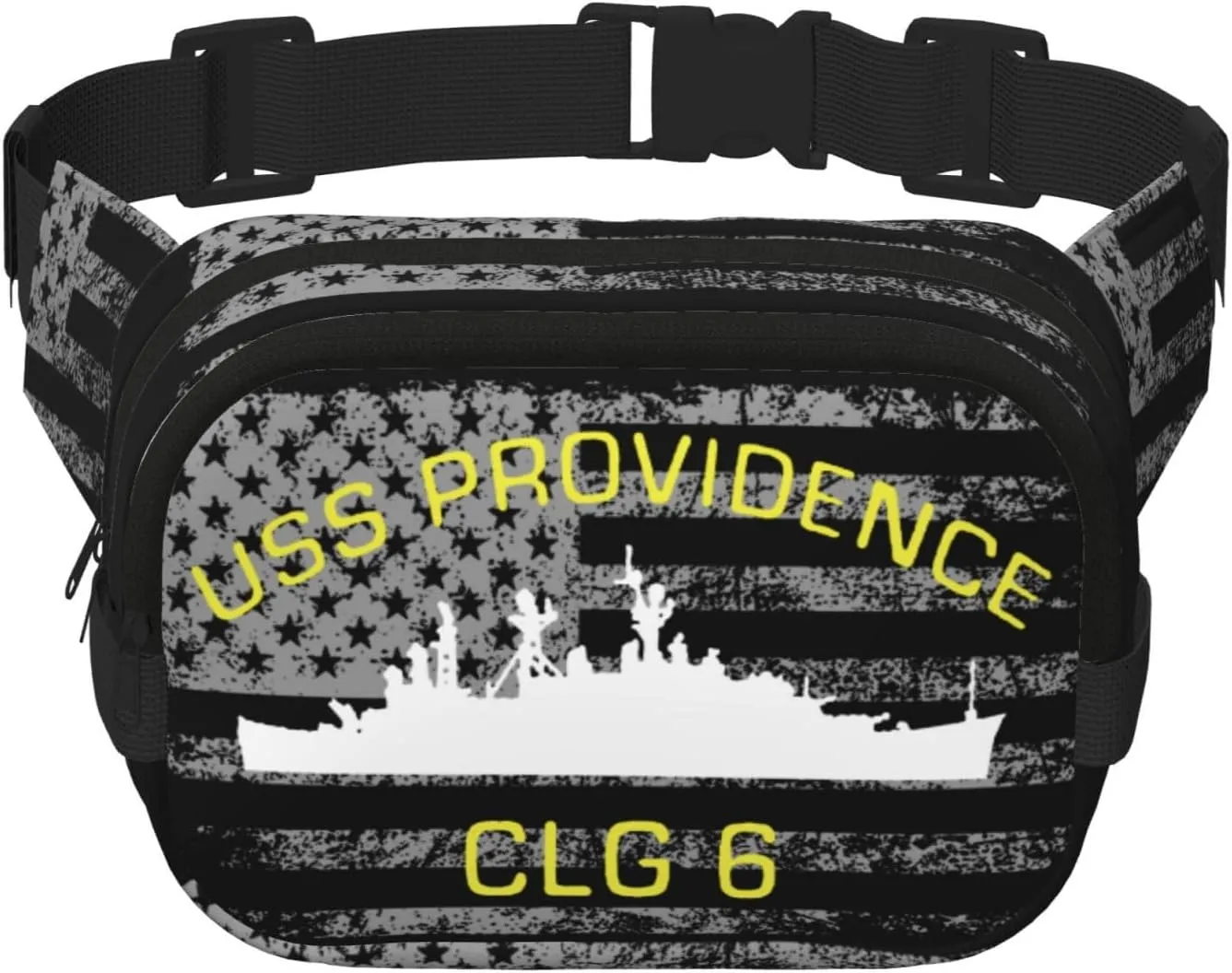 USS Providence CLG-6 Waist Pack Bag Fanny Pack for Men Hip Bum Bag with Adjustable Strap for Outdoors Workout Traveling Casual Running Hiking Cycling