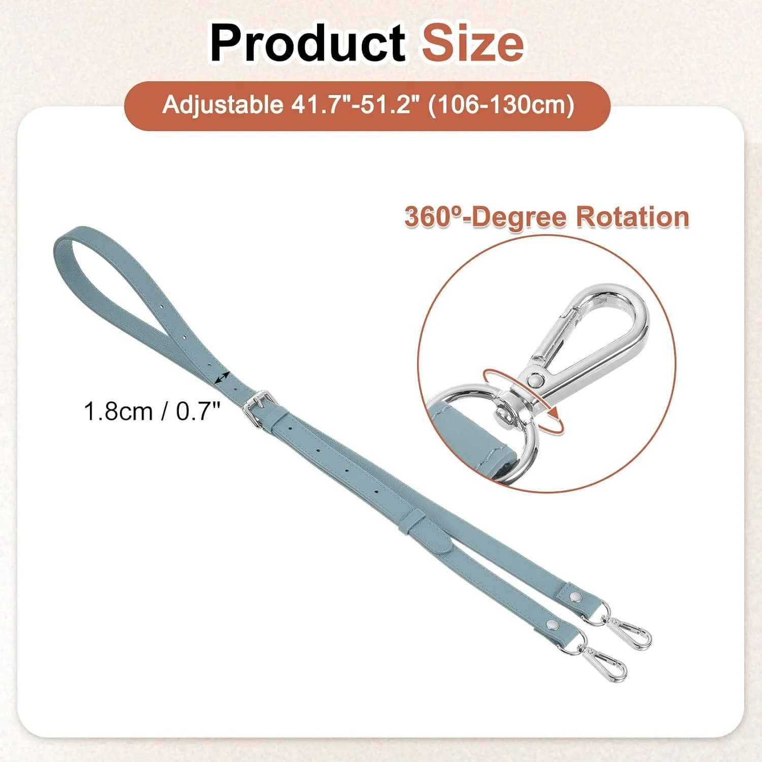 uxcell Genuine Leather Purse Strap, 41.7"-51.2" Adjustable Crossbody Replacement Straps 0.7" Width for Women Handbags Shoulder Bag (Linen Blue, Silver Buckle)