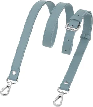 uxcell Genuine Leather Purse Strap, 41.7"-51.2" Adjustable Crossbody Replacement Straps 0.7" Width for Women Handbags Shoulder Bag (Linen Blue, Silver Buckle)