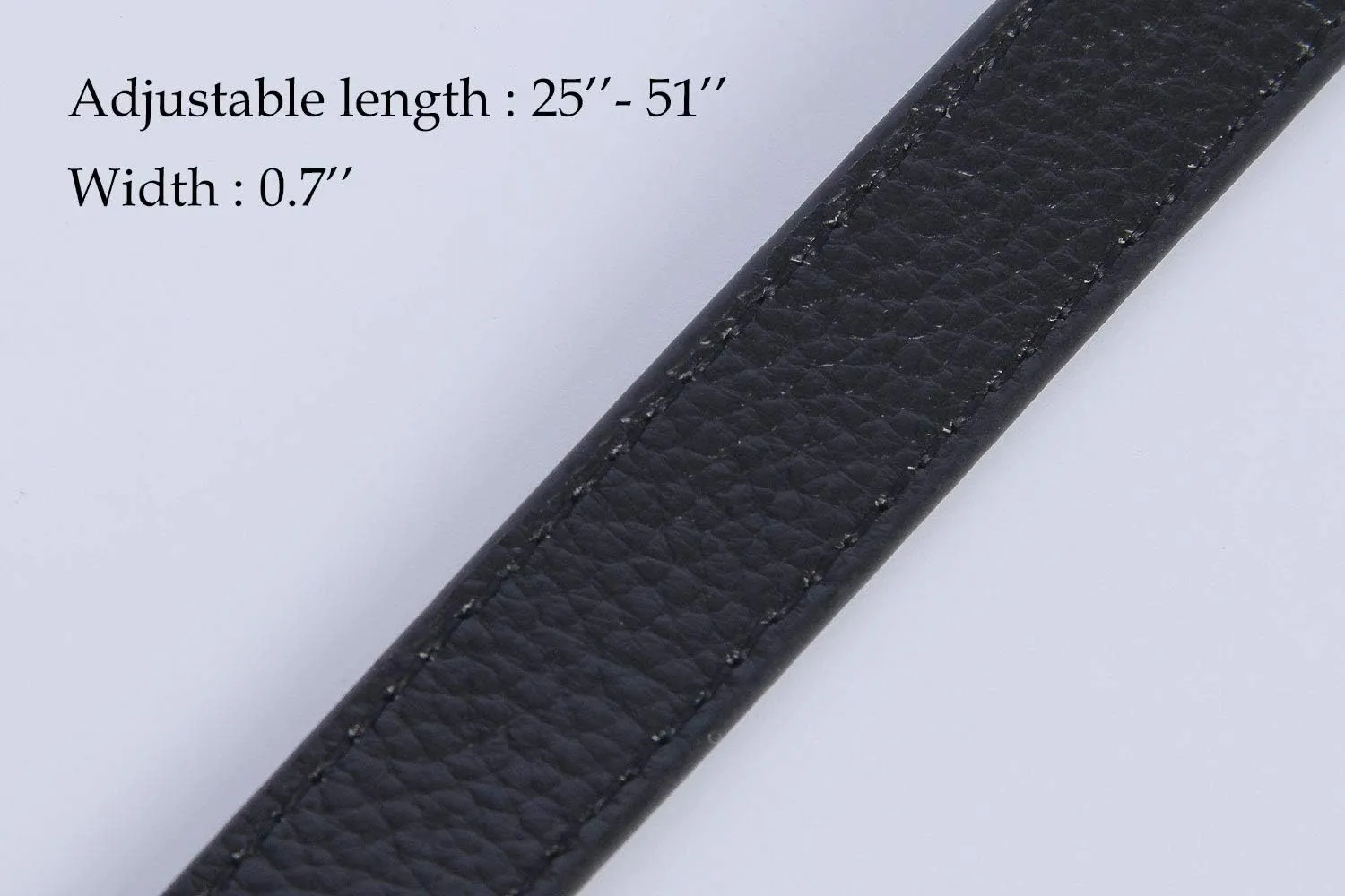 VanEnjoy Full Grain Leather Adjustable Replacement Cross Body Purse Shoulder Strap, 0.7” Width, Adjustable Length 25”-51” (Black-Grey Buckles)