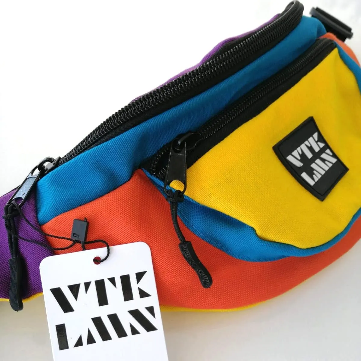 Vatkalimon Colourful Fanny Pack Set of 2 Women Belt Bag, Fanny Packs for Women, Unisex Crossbody Back with 2 Zippers