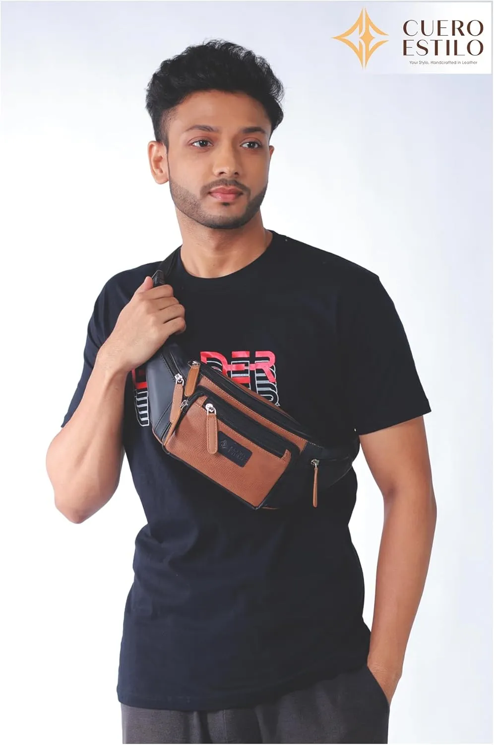 Vegan Leather Fanny Pack - Stylish & Water-Resistant Unisex Waist Bag with Multiple Zipper Compartments, Adjustable Strap for Travel & Everyday Use.