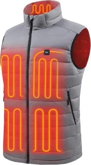 Venustas Men's Recycled Heated Down Vest with Battery Pack, Lightweight Electric Heating Puffer Vest for Hiking, Skiing