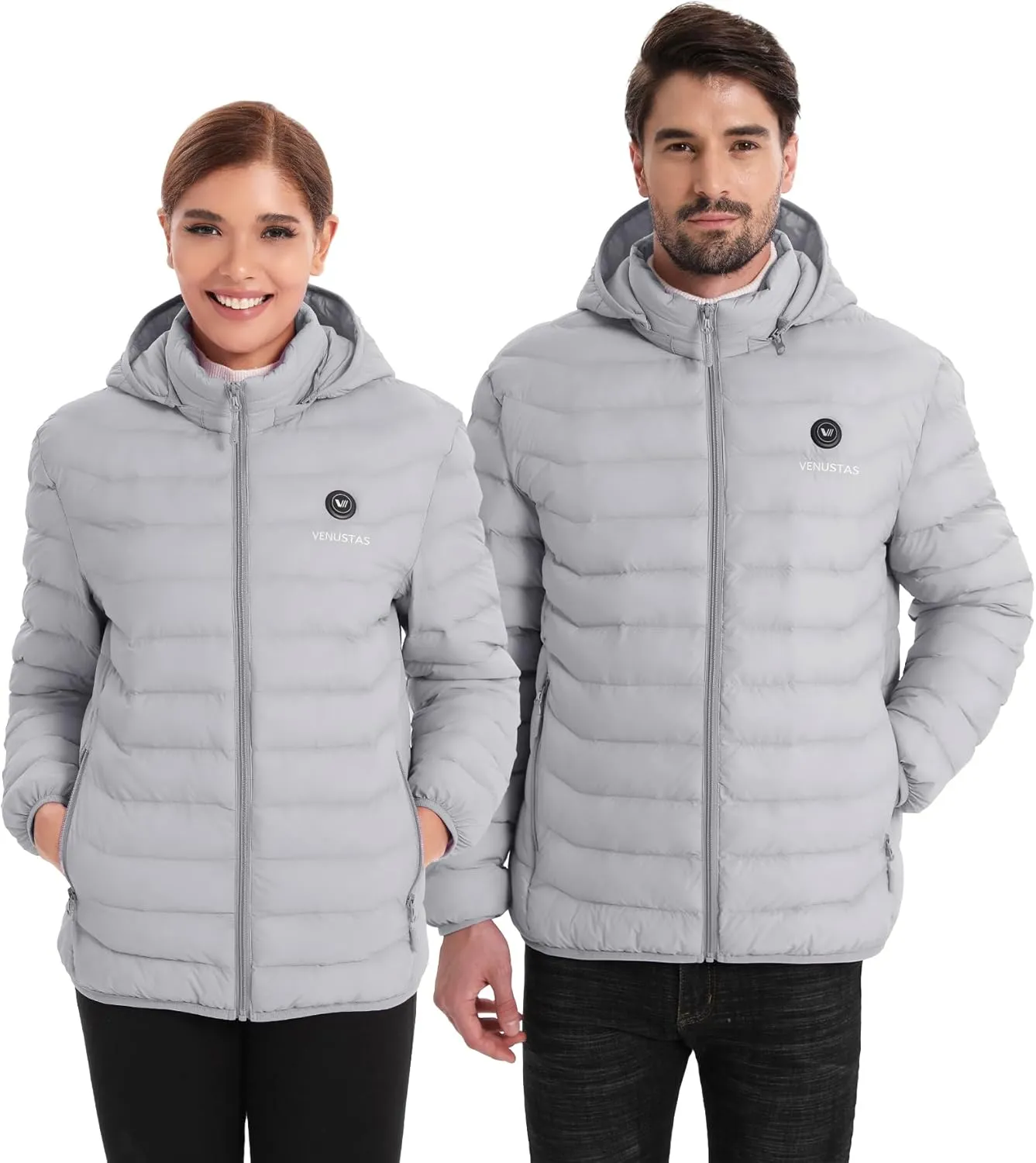 Venustas Unisex Heated Jacket with Battery, Heated Coat for Women and Men with Detachable Hood