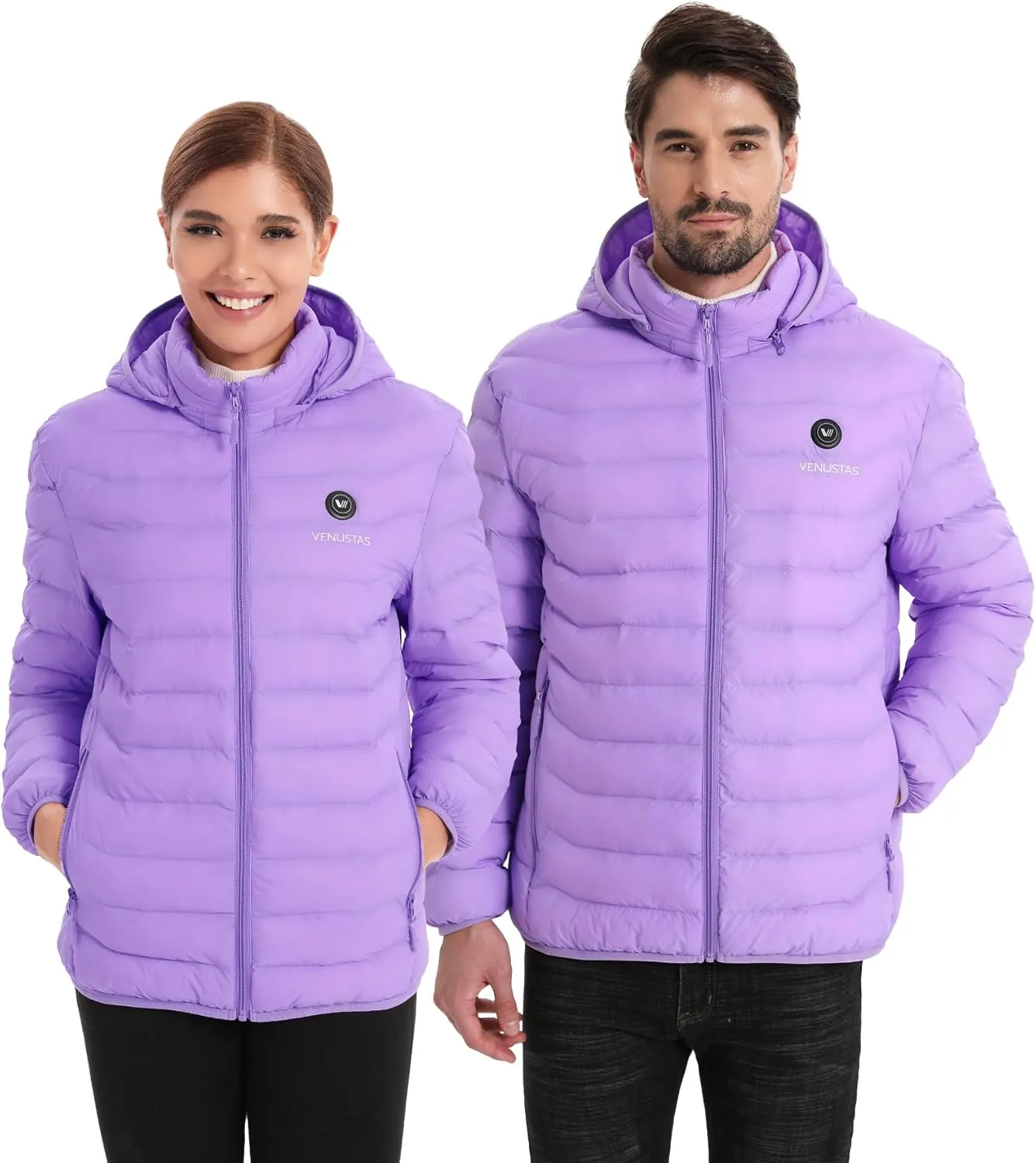 Venustas Unisex Heated Jacket with Battery, Heated Coat for Women and Men with Detachable Hood