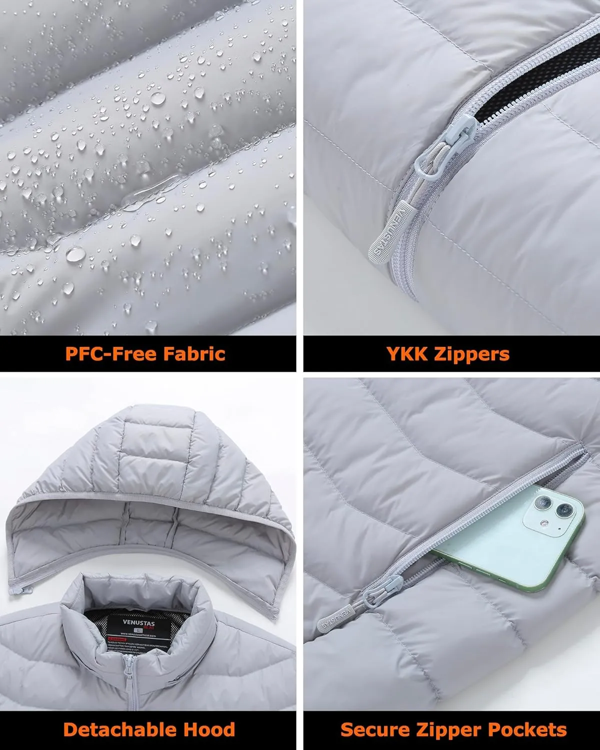 Venustas Unisex Heated Jacket with Battery, Heated Coat for Women and Men with Detachable Hood