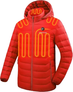 Venustas Unisex Heated Jacket with Battery, Heated Coat for Women and Men with Detachable Hood