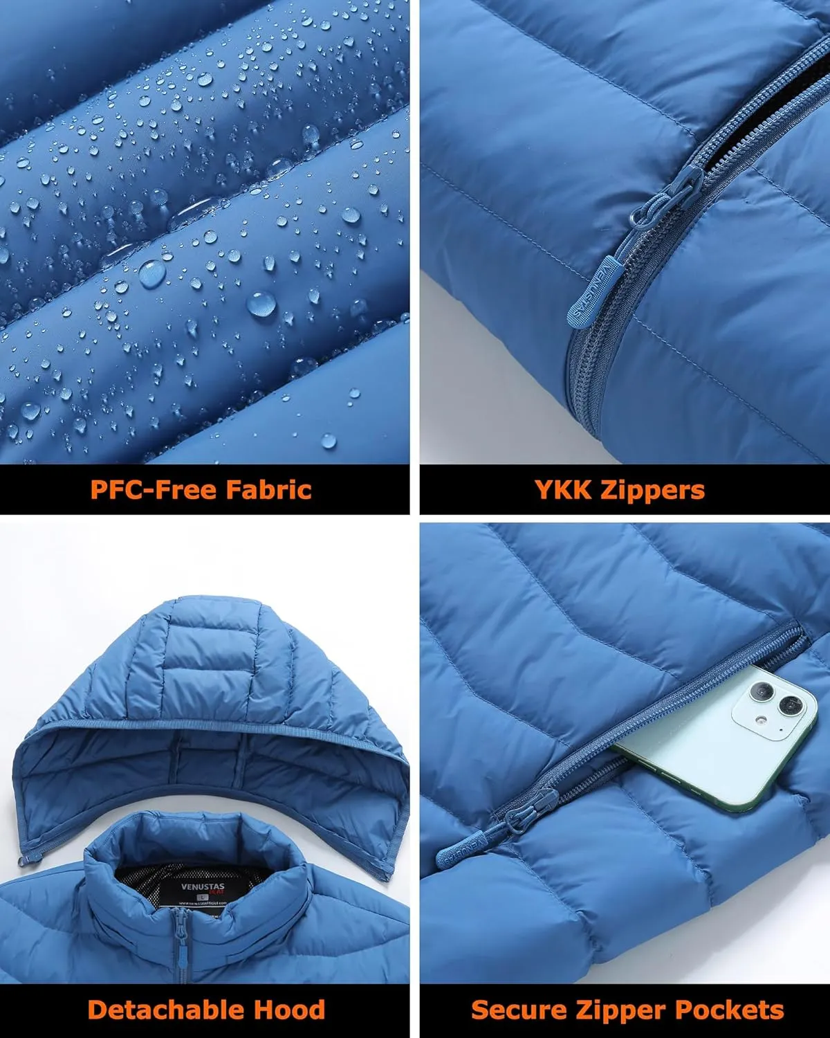 Venustas Unisex Heated Jacket with Battery, Heated Coat for Women and Men with Detachable Hood