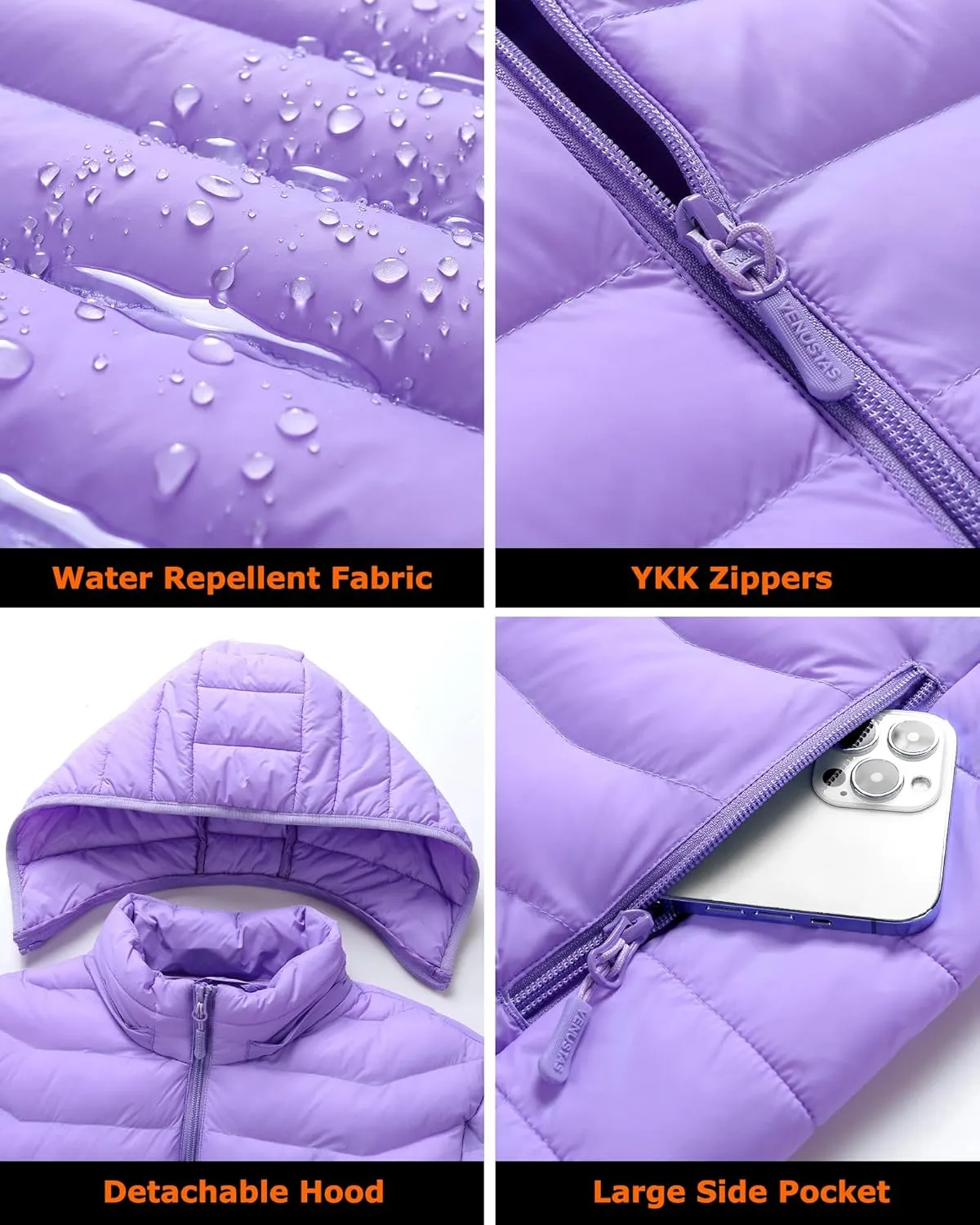 Venustas Unisex Heated Jacket with Battery, Heated Coat for Women and Men with Detachable Hood
