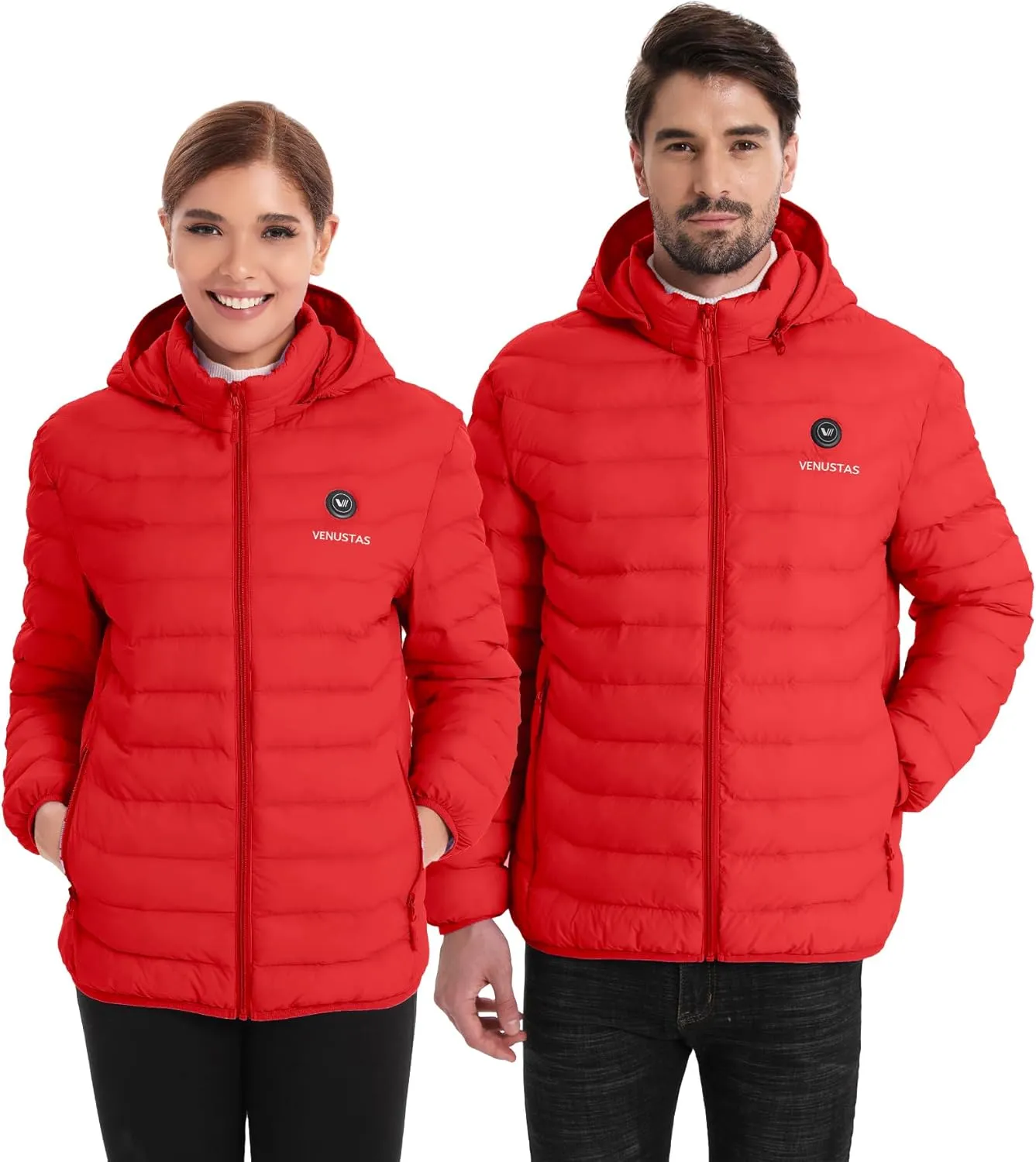 Venustas Unisex Heated Jacket with Battery, Heated Coat for Women and Men with Detachable Hood