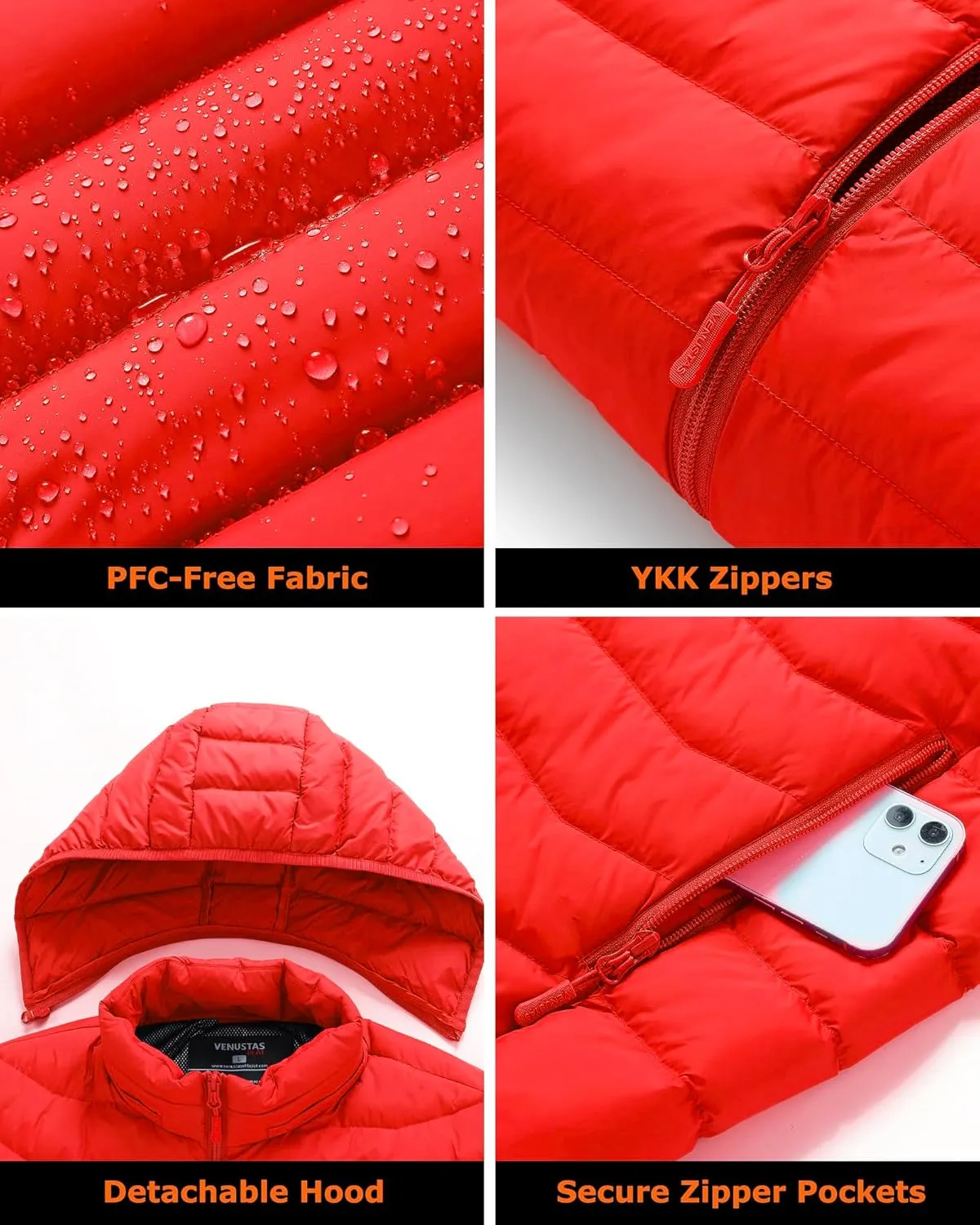 Venustas Unisex Heated Jacket with Battery, Heated Coat for Women and Men with Detachable Hood