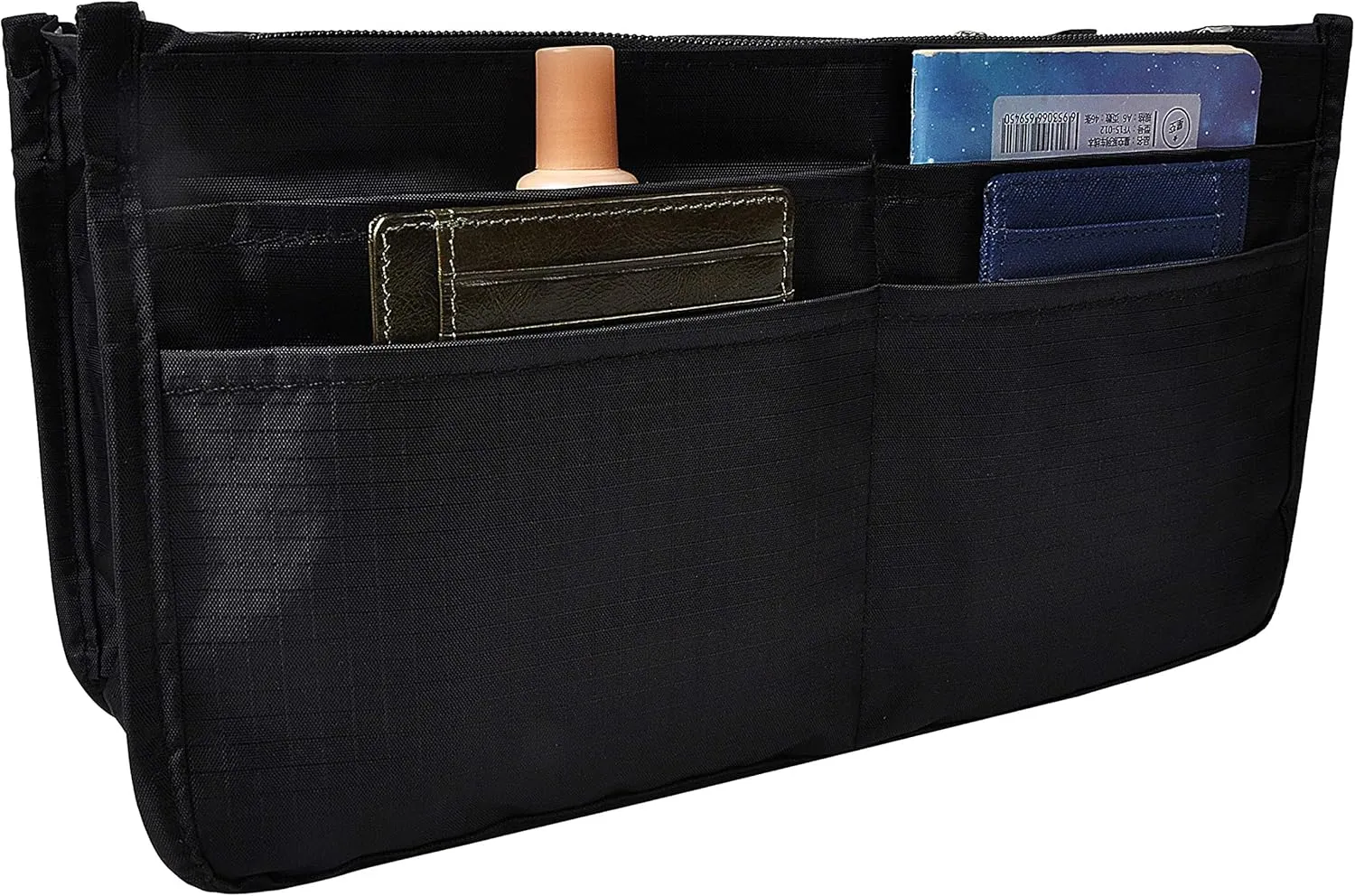 Vercord Patterned Purse Handbag Tote Pocketbook Bag Organizer Insert with Zipper Handle for Women Large Black