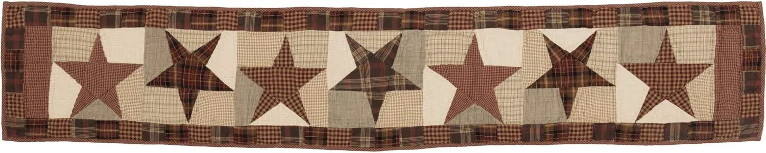 VHC Brands Abilene, Cotton, 13x72, Star Quilted Runner, Red
