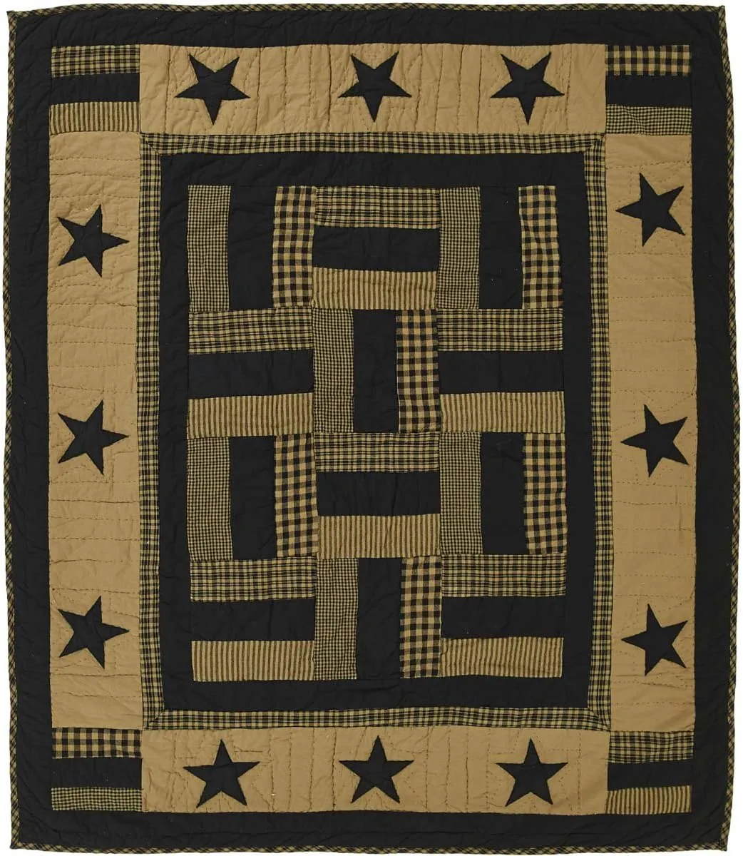 VHC Brands Delaware Patchwork Primitive Decor Throw, Raven Black