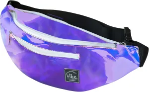 Vibe Festival Gear Fanny Pack for Men Women - Many Prints - Black Holographic Silver Gold Cute Waist Bag for Festival Rave Hiking Running Cycling