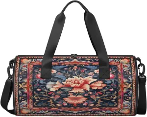Village Florals Pattern Travel Gym Bag Waterproof Sport Dance Bag for Women Men Portable Gymnastics Duffel Bags Canvas Tote Carry on Handbag for Workout Overnight Weekender