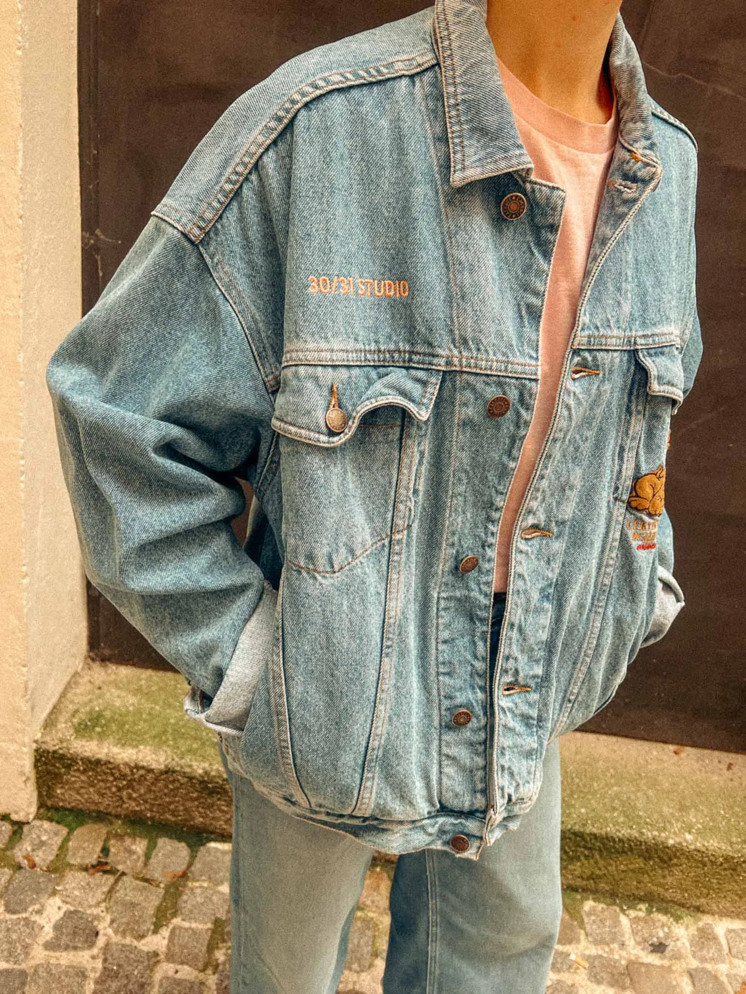 vintage denim jacket reworked roses