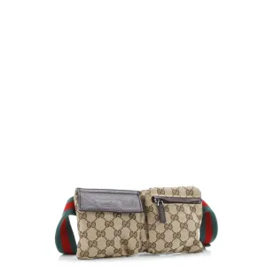 Vintage Double Belt Bag GG Canvas with Leather