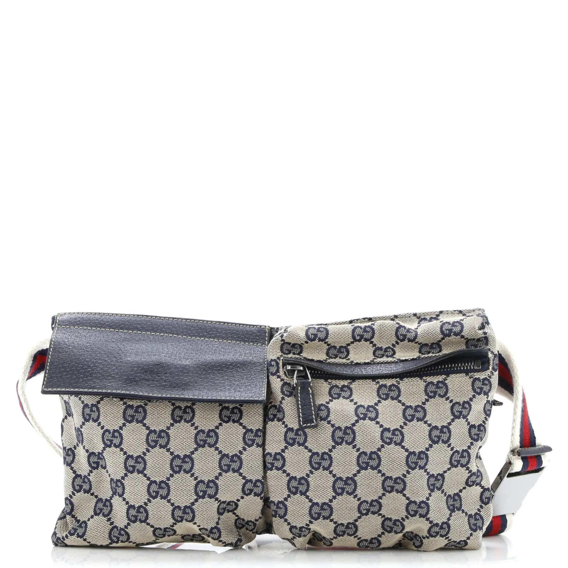Vintage Double Belt Bag GG Canvas with Leather