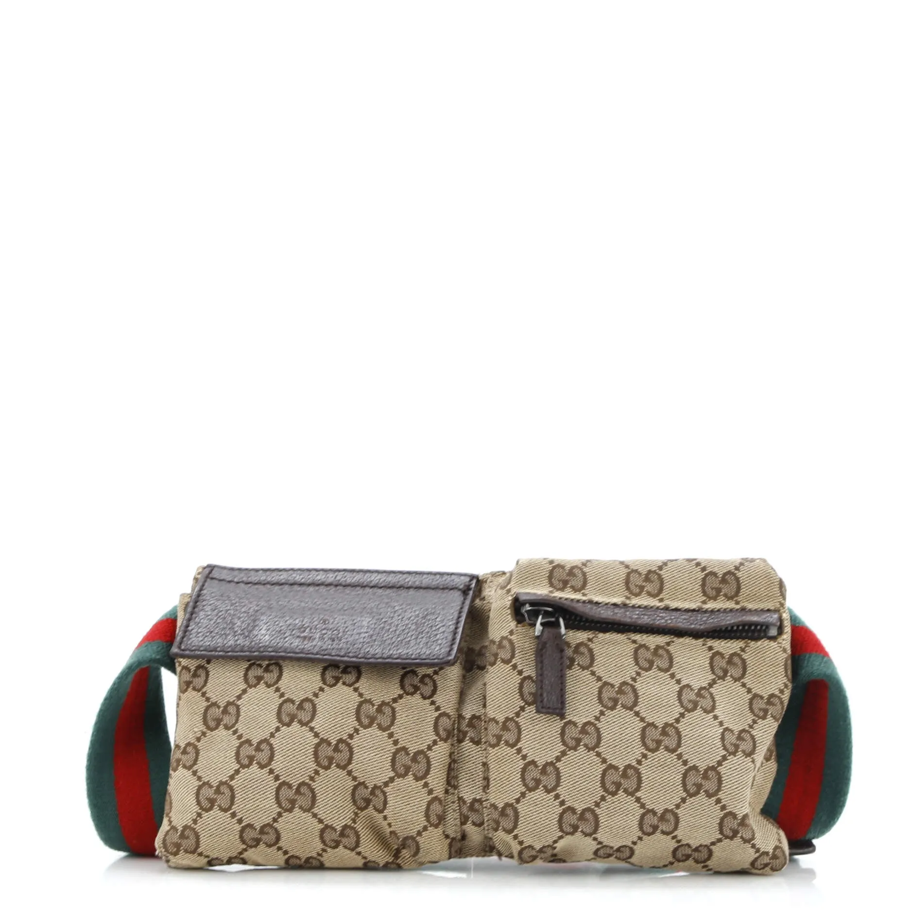 Vintage Double Belt Bag GG Canvas with Leather