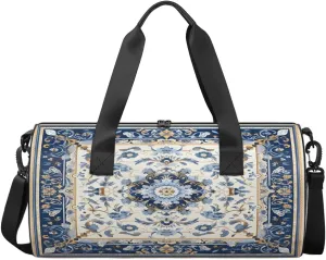 Vintage Village Pattern Travel Gym Bag Waterproof Sport Dance Bag for Women Men Portable Gymnastics Duffel Bags Canvas Tote Carry on Handbag for Workout Overnight Weekender