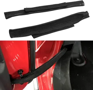 VOFONO 2 Pcs Updated Heavy Duty Strong Adjustable Door Limiting Check Strap with Zipper Fit for 2000 to 2018 Jeep Wrangler Tj Jk Jl Black