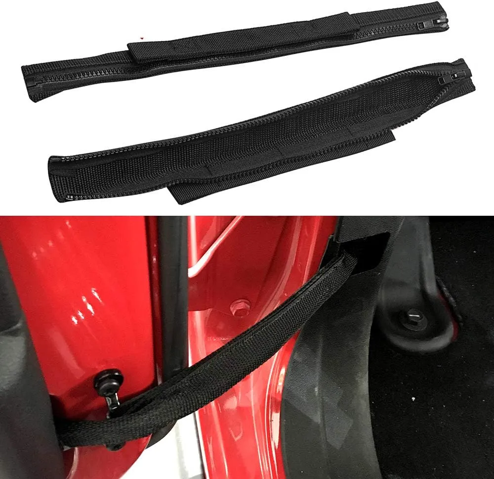 VOFONO 2 Pcs Updated Heavy Duty Strong Adjustable Door Limiting Check Strap with Zipper Fit for 2000 to 2018 Jeep Wrangler Tj Jk Jl Black