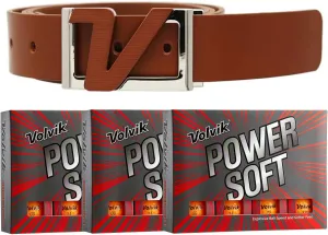 Volvik Power Soft Explosive Ball Speed Golf Balls 3 Dozen (36 Balls) Bundle with Genuine Italian Leather White Color Belt.