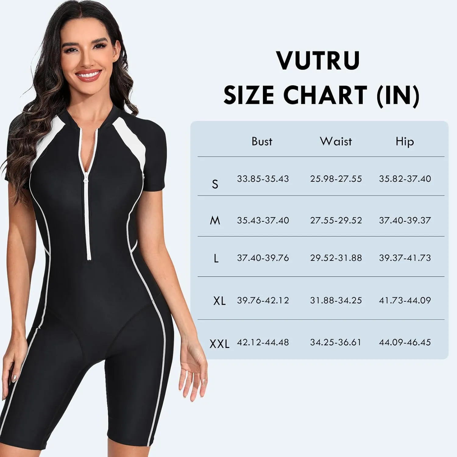 VUTRU Womens One Piece Swimsuit Short Sleeve Rash Guard Padded Bathing Suit UV Protection Front Zip Surf Wetsuit