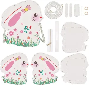 WADORN DIY PU Leather Shoulder Bag Making Kit, Rabbit-Shaped Women Crossbody Purse Making Tool Kit Handmade Handbag Sewing All Materials Personalized Mom Girlfriend Birthday Christmas Gift, White