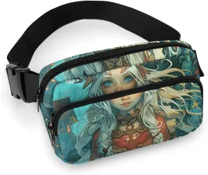 Waist Bag Crossbody Bag with Multiple Pockets Travel White-Haired Priestess Printed Chest Bag Fanny Pack
