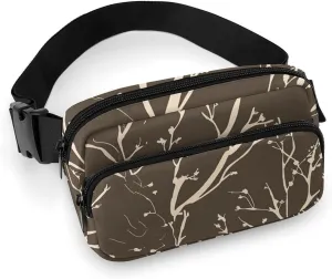 Waist Bag Crossbody Bag with Multiple Pockets Travel With Twig Pattern Printed Chest Bag Fanny Pack