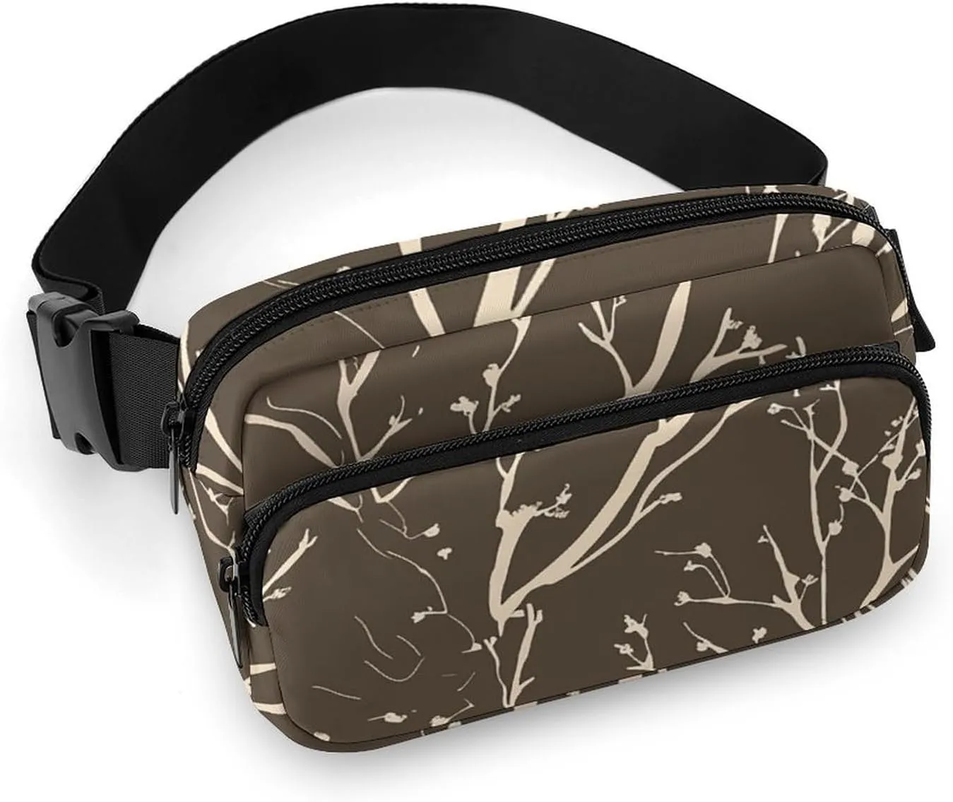 Waist Bag Crossbody Bag with Multiple Pockets Travel With Twig Pattern Printed Chest Bag Fanny Pack