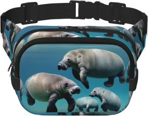 walruse Animals print Large Fanny Packs for Women Cute Cross Body Waist Bag Fashionable Fanny Pack