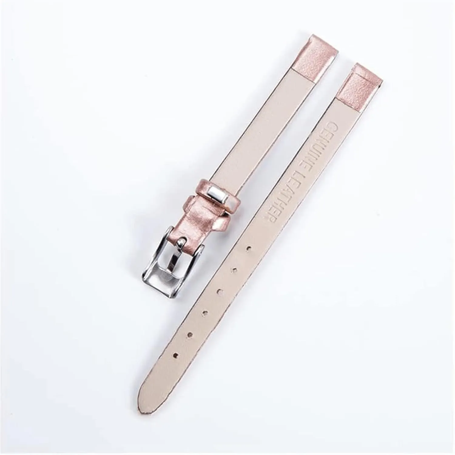 Watch Band Genuine Leather Watch Strap Wristband with Pin Buckle for Women Watch Straps, 8mm, Red